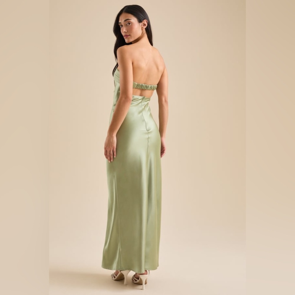Elegant Strapless Green Dress - Paityn Strapless Maxi Dress by ALTAR’D STATE - Picture 3 of 6